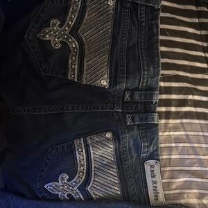 Rock Revival Dark Blue Jeans with Silver Accents